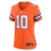 Women's Denver Broncos #10 Bo Nix Orange Mile High Collection 1977 Throwback Player Game Jersey
