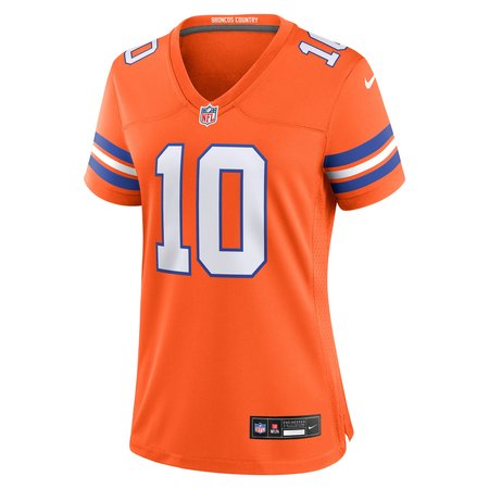 Women's Denver Broncos #10 Bo Nix Orange Mile High Collection 1977 Throwback Player Game Jersey