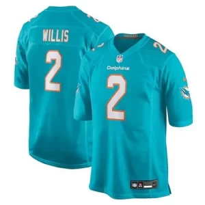 Men's Miami Dolphins #2 Malik Willis Aqua Game Jersey