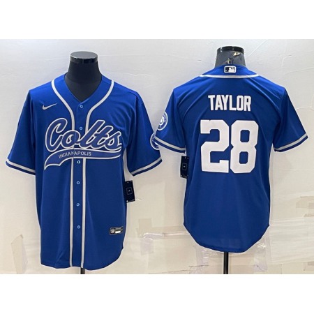 a629576b1d22bf7eab97da8704cf2c3a.jpeg Men's Indianapolis Colts #28 Jonathan Taylor Royal Cool Base Stitched Baseball Jersey