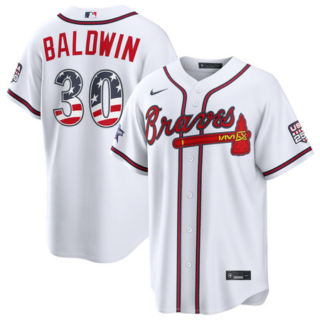 Men's Atlanta Braves #30 Drake Baldwin Nike White 2026 All-Star Edition Stars & Stripes Stadium Jersey