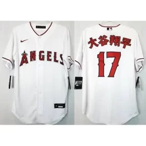 Men's Los Angeles Angels #17 Shohei Ohtani White Cool Base Stitched Jersey 96R9