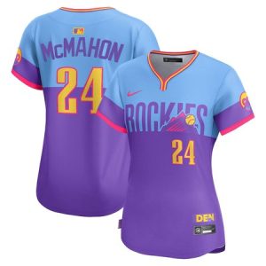 Women's Colorado Rockies #24 Ryan McMahon Purple/Light Blue 2025 City Connect Limited Player Jersey NR4O
