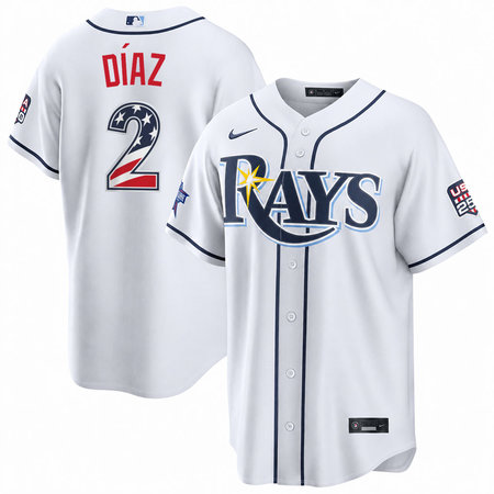 Men's Tampa Bay Rays #2 Yandy Diaz Nike White 2026 All-Star Edition Stars & Stripes Stadium Jersey