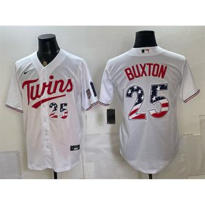 Men's Minnesota Twins #25 Byron Buxton White 2026 USA 250 Fourth of July Baseball Jersey