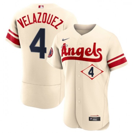 Men's Los Angeles Angels #4 Andrew Velazquez 2022 Cream City Connect Flex Base Stitched Jersey 800A