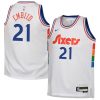 Youth Philadelphia 76ers #21 Joel Embiid White 2024/25 Swingman City Edition Player Jersey