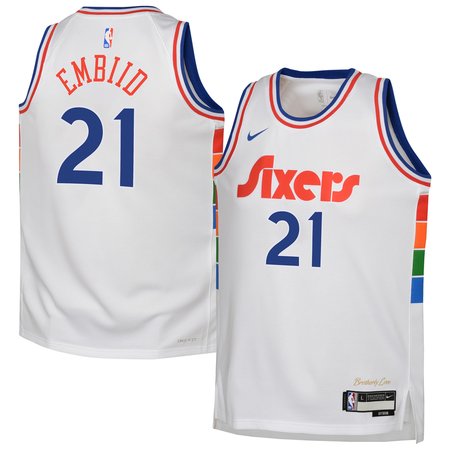 Youth Philadelphia 76ers #21 Joel Embiid White 2024/25 Swingman City Edition Player Jersey
