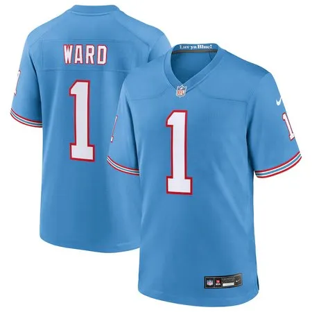 Men's Tennessee Titans #1 Cameron Ward  Light Blue 2025 NFL Draft First Round Pick 2nd Game Jersey