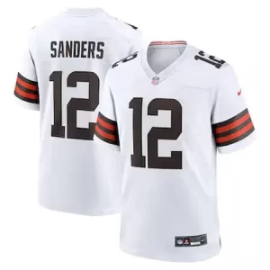Men's Cleveland Browns #12 Shedeur Sanders  White 2025 NFL Draft Game Jersey