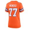 Women's Denver Broncos #77 Quinn Meinerz Orange Mile High Collection 1977 Throwback Player Game Jersey