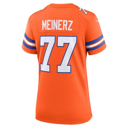Women's Denver Broncos #77 Quinn Meinerz Orange Mile High Collection 1977 Throwback Player Game Jersey