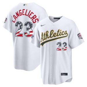 Youth Oakland Athletics #23 Shea Langeliers Nike White 2026 All-Star Edition Stars & Stripes Stadium Jersey