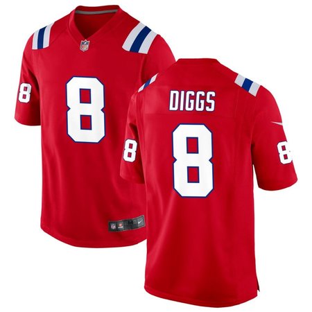 Men's New England Patriots #8 Stefon Diggs Red Game Jersey