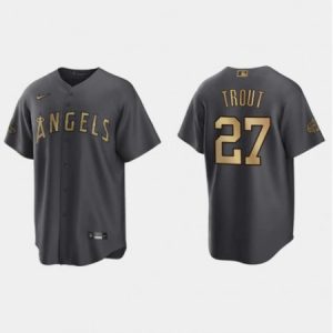 Men's Los Angeles Angels #27 Mike Trout 2022 All-star Charcoal Cool Base Stitched Jersey NRGT