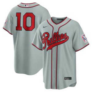 Men's Philadelphia Phillies #10 J.T. Realmuto Nike Gray 2026 Field of Dreams Stadium Jersey