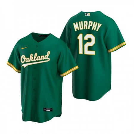 Men's Oakland Athletics #12 Sean Murphy Green Cool Base Stitched Jersey O5PF