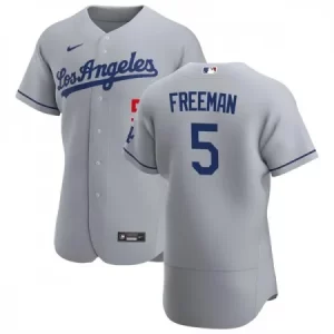 Men's Los Angeles Dodgers #5 Freddie Freeman Grey Flex Base Stitched Jersey 1LG3
