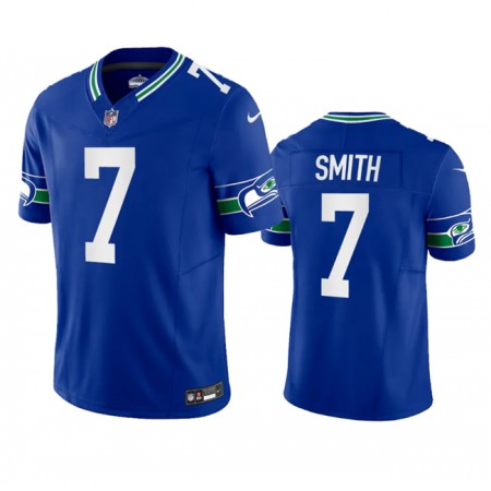 ba5e6f3e3e95ad98dee2df82966d58f4.jpeg Men's Seattle Seahawks #7 Geno Smith Royal 2023 F.U.S.E. Vapor Limited Throwback Stitched Jersey