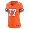 Women's Denver Broncos #77 Quinn Meinerz Orange Mile High Collection 1977 Throwback Player Game Jersey