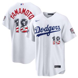 Men's Los Angeles Dodgers #18 Yoshinobu Yamamoto Nike White 2026 All-Star Edition Stars & Stripes Stadium Jersey