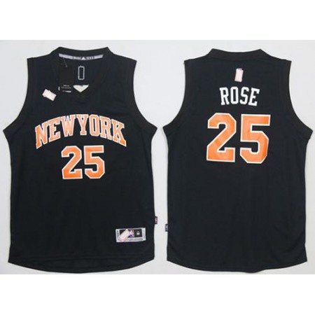 bb629bd966352eb748c0cd536ac2594b.jpeg Knicks #25 Derrick Rose Black Fashion Stitched NBA Jersey
