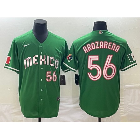 Men's Mexico Baseball #56 Randy Arozarena 2023 Green World Baseball Classic With Patch Stitched Jersey DOYB