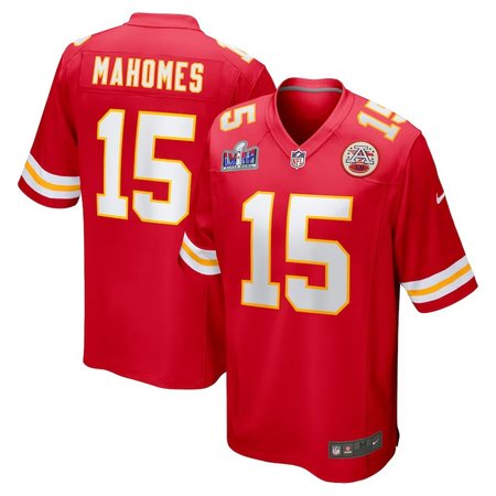 Men's Kansas City Chiefs #15 Patrick Mahomes Red Super Bowl LVIII Game Jersey