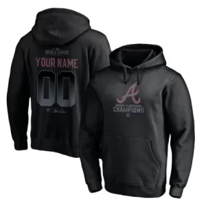 Men's Atlanta Braves Black 2021 World Series Champions Custom Name & Number Pullover Hoodie 9H4T