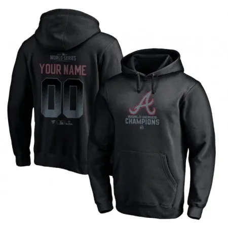 Men's Atlanta Braves Black 2021 World Series Champions Custom Name & Number Pullover Hoodie 9H4T