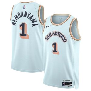 Unisex San Antonio Spurs #1 Victor Wembanyama Light Blue 2024/25 Swingman City Edition Player Jersey