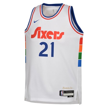 Youth Philadelphia 76ers #21 Joel Embiid White 2024/25 Swingman City Edition Player Jersey