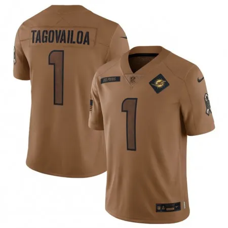 bd22a5e564ed676ed3db1bd266198570.webp Men's Miami Dolphins #1 Tua Tagovailoa 2023 Brown Salute To Service Limited Stitched Football Jersey