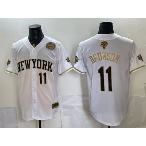 bf3336a60429aa34ce7a327850a50fb1.jpeg Youth New York Knicks #11 Jalen Brunson White Gold 2026 Finals & Eastern Conference Champions Patch Stitched Baseball Jersey