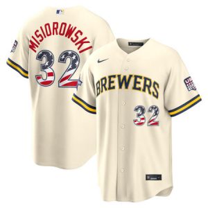 Men's Milwaukee Brewers #32 Jacob Misiorowski Nike Cream 2026 All-Star Edition Stars & Stripes Stadium Jersey