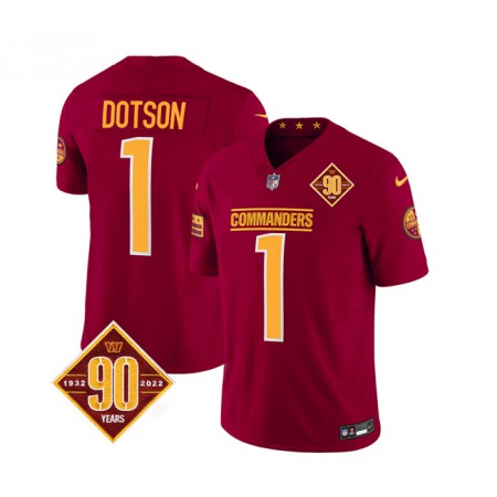 c0dd49701d07958df38e65544909e6e0.jpeg Men's Washington Commanders #1 Jahan Dotson Burgundy 2023 F.U.S.E. 90th Anniversary Vapor Limited Stitched Football Jersey