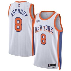 Unisex New York Knicks #8 OG Anunoby White 2024/25 Swingman City Edition Player Jersey