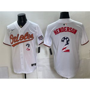Youth Baltimore Orioles #2 Gunnar Henderson White USA 250 Fourth of July Home Baseball Jersey