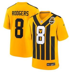 Men's Pittsburgh Steelers #8 Aaron Rodgers Gold Alternate 1933 Throwback Game Jersey