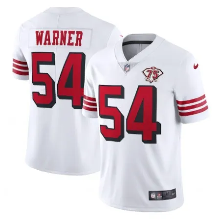 c64fd06879f99a296e601c37cff252fa.webp Men's San Francisco 49ers #54 Fred Warner 2021 White 2nd 75th Anniversary 2nd Alternate Vapor Untouchable Limited Stitched NFL Jersey