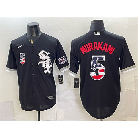 Men's Chicago White Sox #5 Munetaka Murakami Black 2026 USA 250 Fourth of July Baseball Jersey