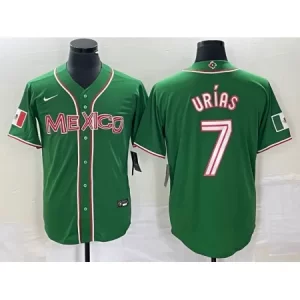 Men's Mexico Baseball #7 Julio Urias 2023 Green World Baseball With Patch Classic Stitched Jersey QICL