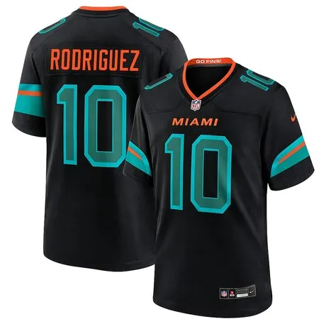 Men's Miami Dolphins #10 Jacob Rodriguez Black 2026 NFL Draft Game Jersey