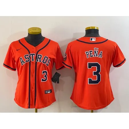 Women's Houston Astros #3 Jeremy Pena Orange With Patch Cool Base Stitched Baseball Jersey(Run Small) GQ8K