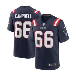 Men's New England Patriots #66 Will Campbell Navy 2025 NFL Draft First Round Pick Game Jersey