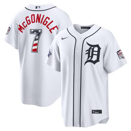 Men's Detroit Tigers #7 Kevin McGonigle Nike White 2026 All-Star Edition Stars & Stripes Stadium Jersey