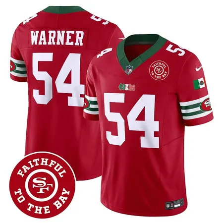 Men's San Francisco 49ers #54 Fred Warner Red Mexico Faithful To The Bay Patch Vapor F.U.S.E. Limited Jersey