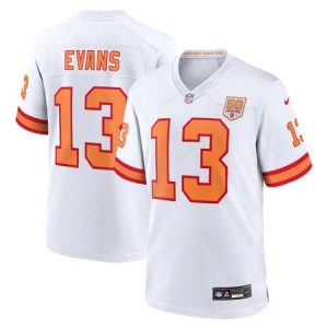 Men's '76 Tampa Bay Buccaneers #13 Mike Evans White 50th Season Game Jersey