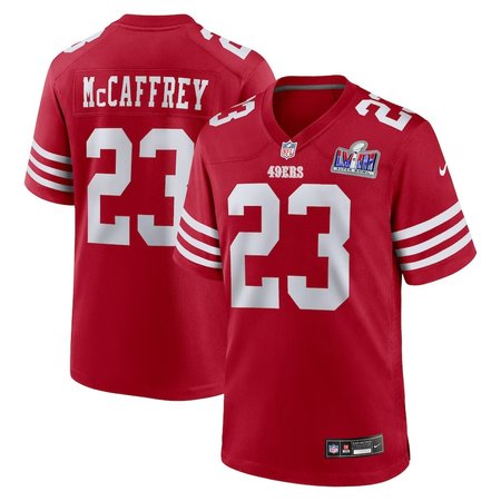 Men's San Francisco 49ers #23 Christian McCaffrey  Scarlet Super Bowl LVIII Game Jersey