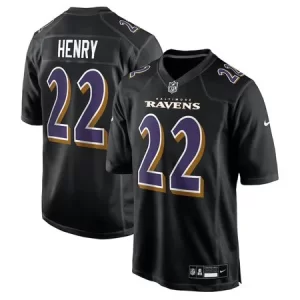 Men's Baltimore Ravens #22 Derrick Henry  Carbon Black Fashion Game Jersey